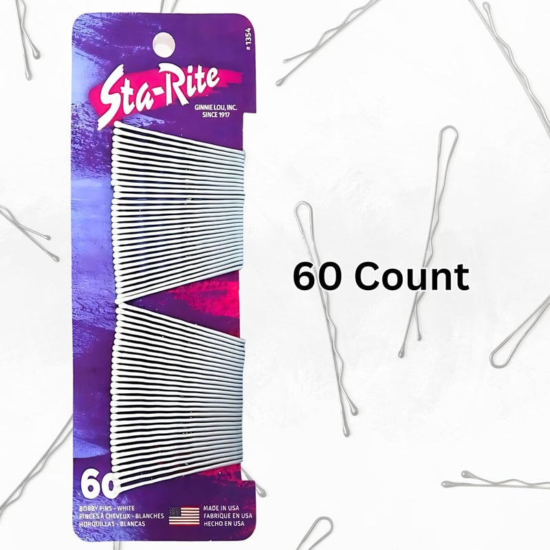 Sta-Rite White Bobby Pins - 60 Count for Secure Hair Styling - Image 3